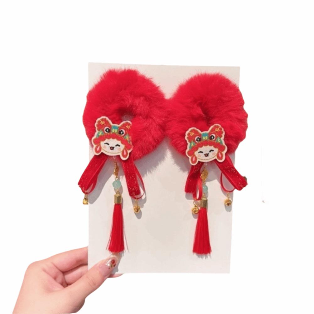Traditional New Year Hair Ties Plush Children's Hair Ropes Celebration