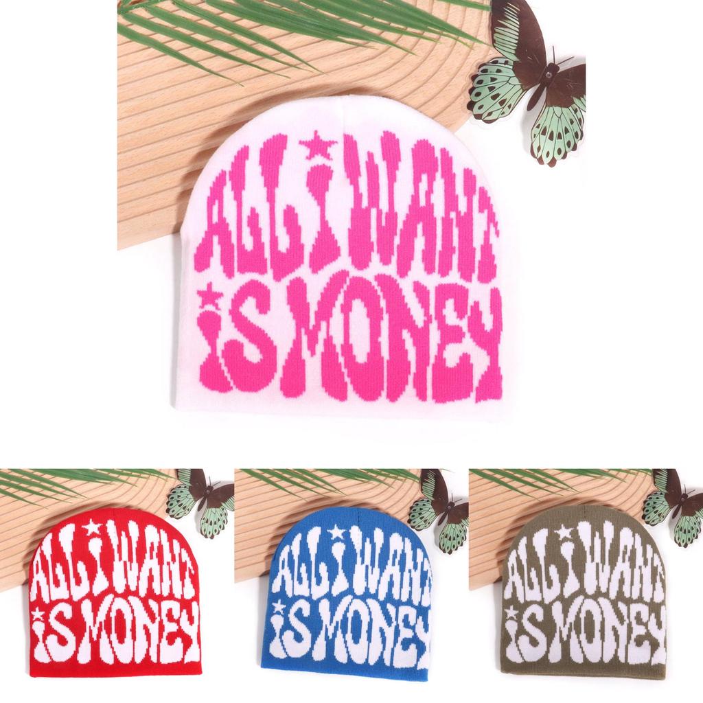 Unisex Acrylic Knit Hatwith Letter Embroidery For Fall Outdoor Activities