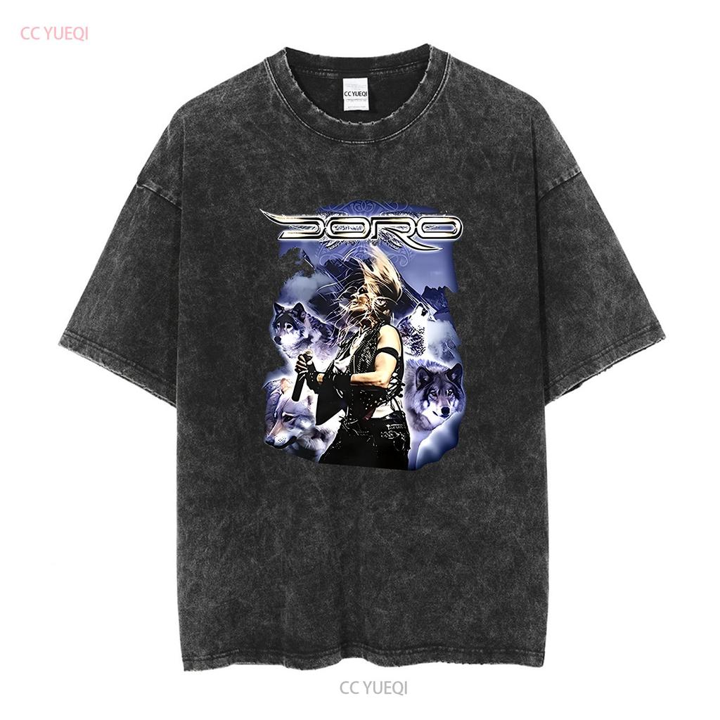 Doro Wolf Pesch T-Shirt, schwarz, Herren, Größen S–5XL, lang- oder kurzärmelig, Vintage-Look, gewaschen, für jeden Tag, weich, bequem, lässig