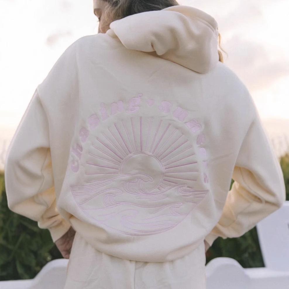 Popular European-Size Embroidered Drop Shoulder Hoodie