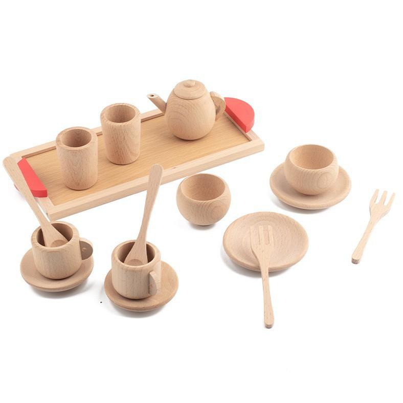 

Wooden Afternoon Tea Utensil Set Toy Pretend Play Kids Kitchen Toy Imitation Game Early Educational Toys for Children s Day Gift