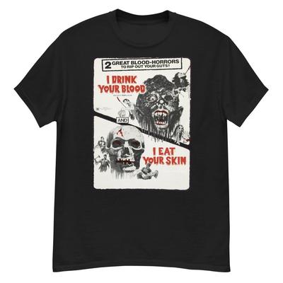 I Drink Your Blood I Eat Your Skin Horror Movie Poster Highend Luxury Hot Product Oversized Unisex Soft Y2k Short Sleeves Soft
