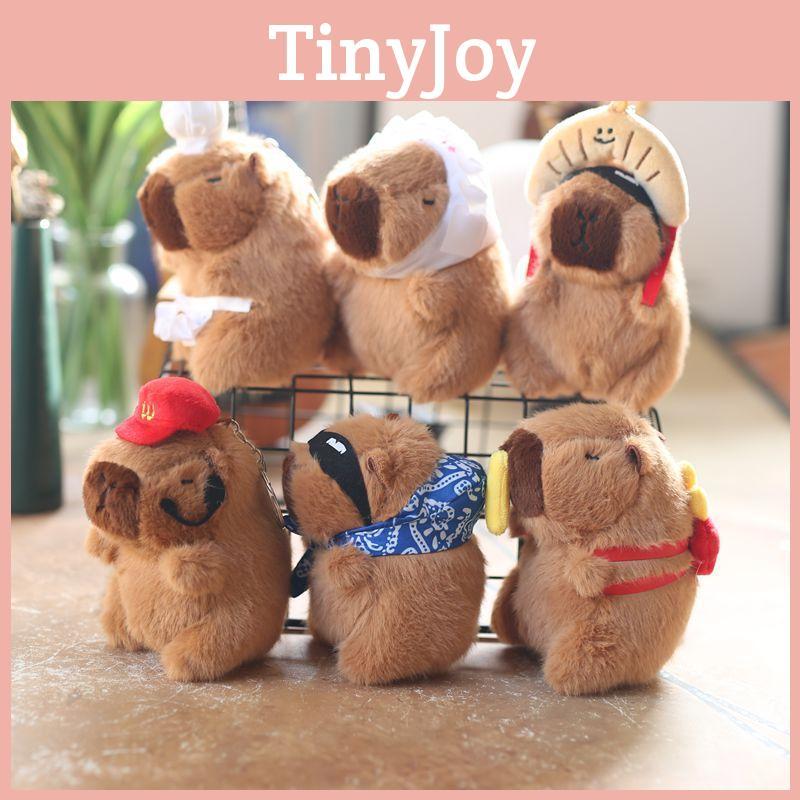Charming White Capybara Plush Toy Soft Key Ring Cute Decorative Keychain Doll