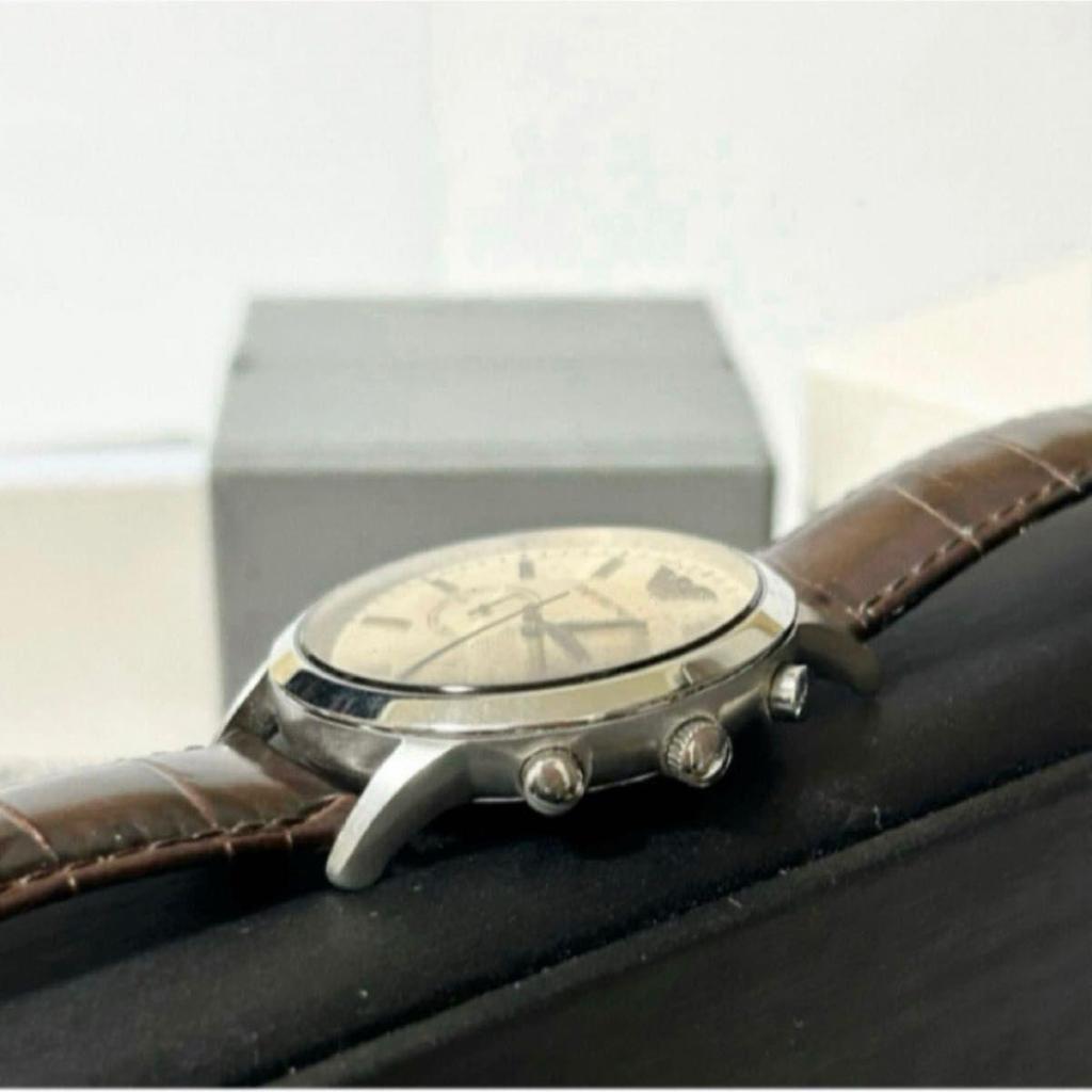 Used EMPORIO ARMANI Armani men's watch AR-2433 QZ chronograph operation confirmed