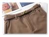 Dámské khaki šortky s vysokým pasem a širokými nohavicemi - Zeštíhlující střih do A, Perfektní na jaro a podzim 2024