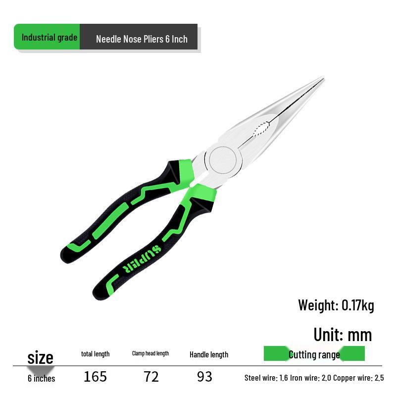 Universal Multi-Function Electrician Pliers: Industrial-Grade, Pointed Nose, Diagonal Wire Cutters, Hand Tool.