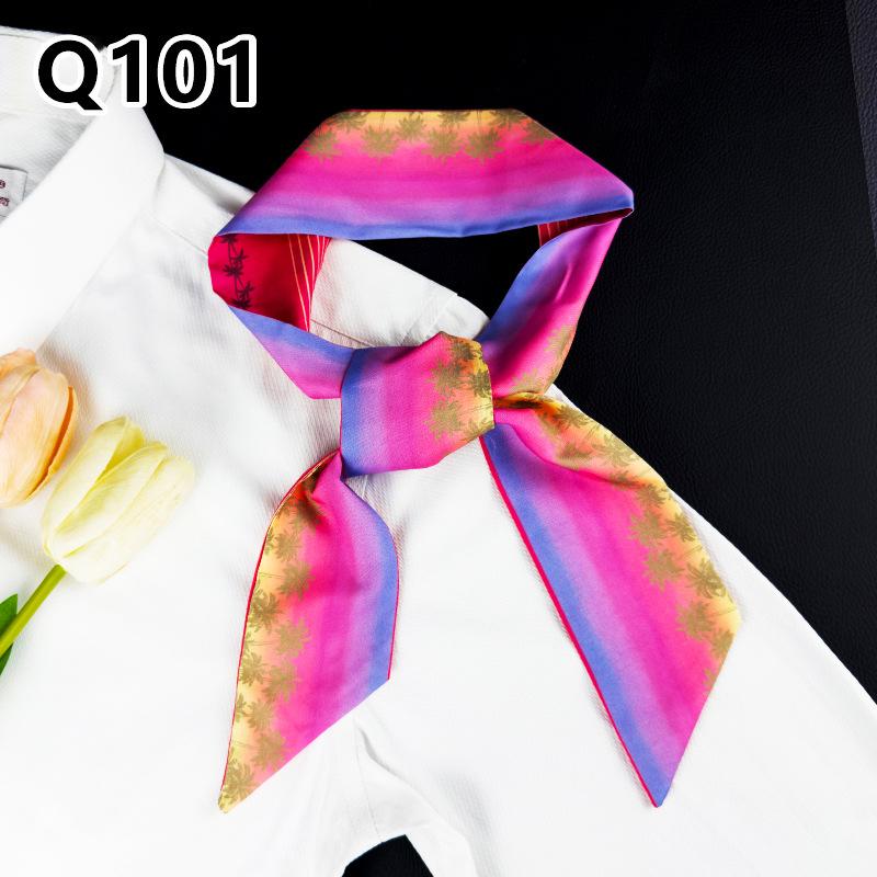 New Long Versatile Silk Scarf Tied Hair Band Bow Letter Floral Streamer Tied Bag Gift Small Silk Scarf
