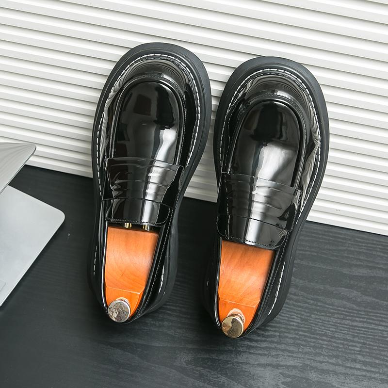 Fashion Men's Casual Wedding Shoes Fashion Patent Leather Thick Bottom Formal Shoes for Men Luxury Brand Dress Loafers Moccasins Busines