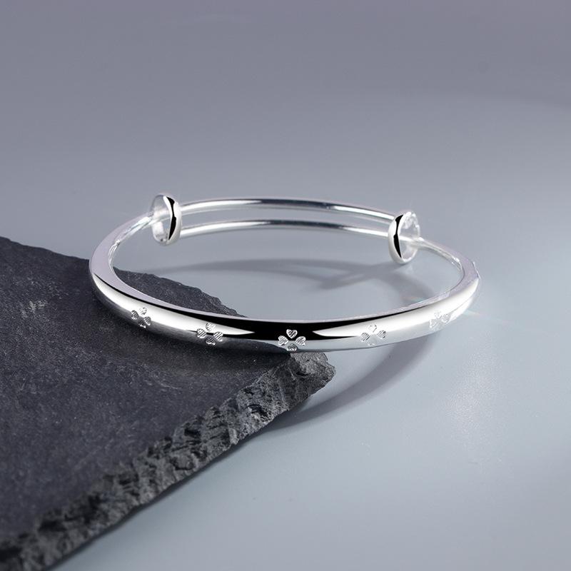 Glücksklee Solider Schiebe-Zug-Armreif Modisches Armband für Damen