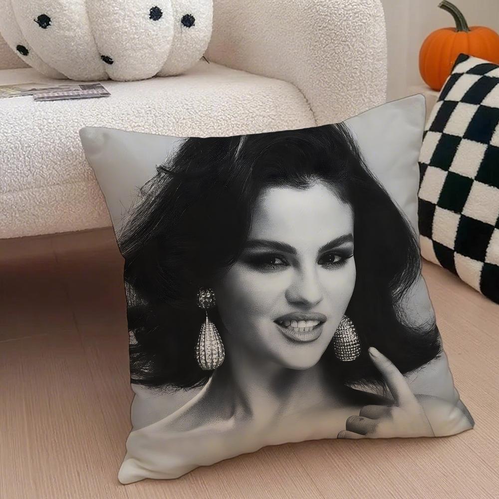 S-Selena Gomez Kissenbezug Leinen Kissenhülle Weich Atmungsaktiv Schutz Couch Zimmer Dekoration