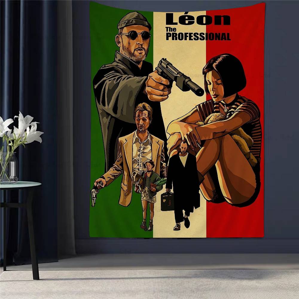 

Classic Movie Leon The Professional Printed Large Wall Tapestry Hanging Tarot Hippie Wall Rugs Dorm Cheap Hippie Wall Hanging 74x94cm(29x37in)