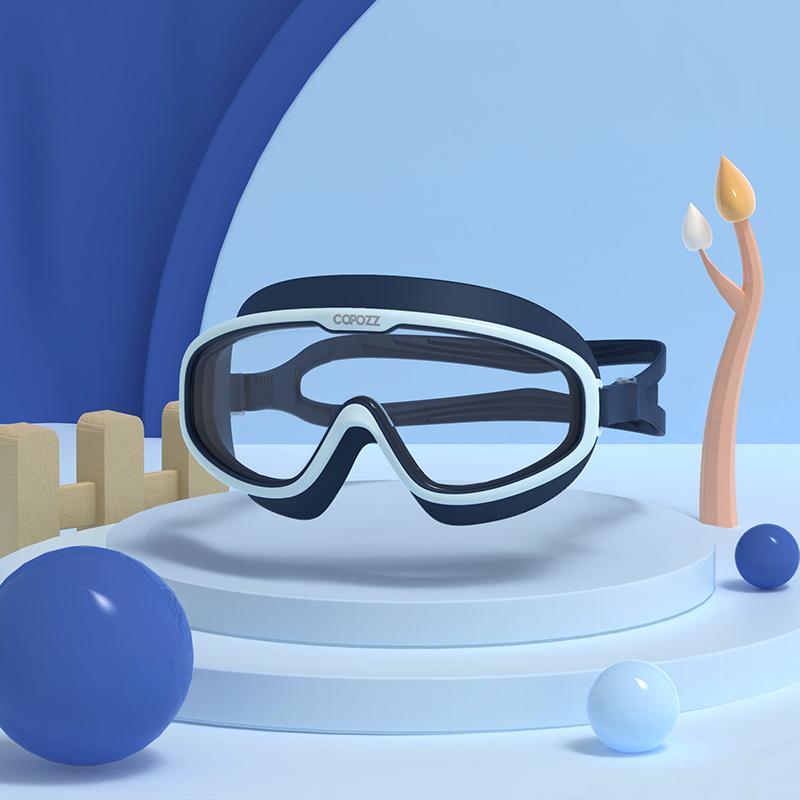 Kids Swimming Goggles Waterproof Adjustable Silicone Child Swim Glass Anti-fog UV Protection Big Frame Eyewear with Case