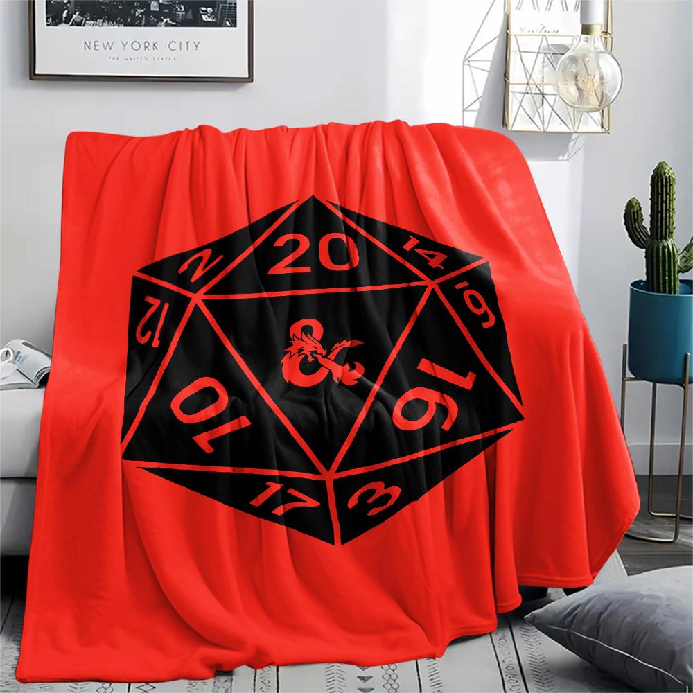1PC D&D Dungeon and Dragons Print Flannel Blanket, High quality All Seasons, Home Decor, Warmth and Comfort, Perfect for Christmas Gifts
