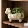 Cute Animal Flower Pot Curly Sheep Planter Pot, Resin Lamb Decorative Shaped Plant for Succulents Cacti Indoor Outdoor Decoration Holder Balcony