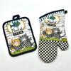 2Pcs/set Vintage Colorful Printed Cotton Heat Resistant Table Placemat With Oven Mitts Baking Glove Kitchen Tool