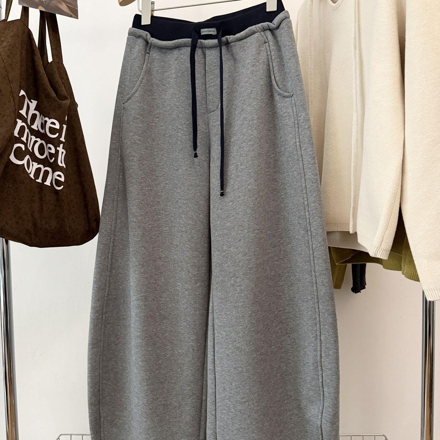 Women s Curved Blade Wide-Leg Sweatpants - Loose, Lazy Style Casual Sports Pants M (80-110 lbs)