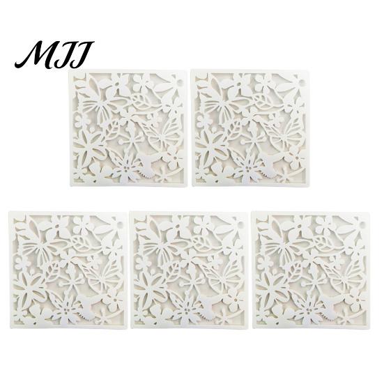 Hanging Partition Panel 5Pcs Room Divider Panel, Hollow Flower Butterfly Bird Wall Screen, Decor Square Decorative for Home Living