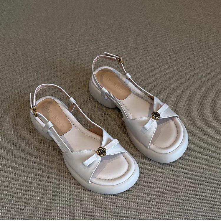 

Версия для города~ нишевый стиль высокого класса сандалии с перемычкой и круглым носком женская мода удобные римские сандалии на одной педали 40