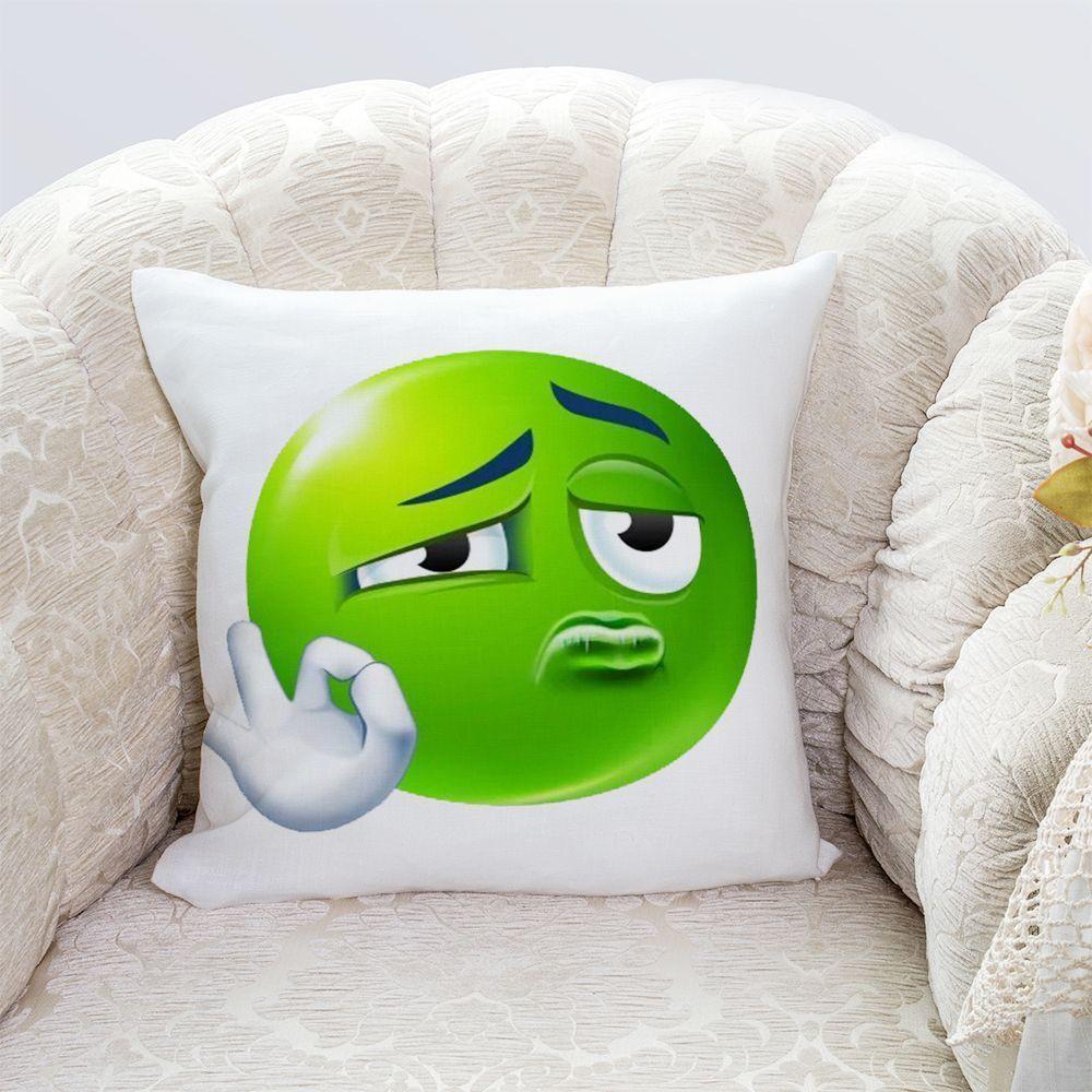 Green Face Little Mung Bean Funny Pillow Cover, Zippered & Removable Washable, Home Bedroom Bedside Cushion Cover