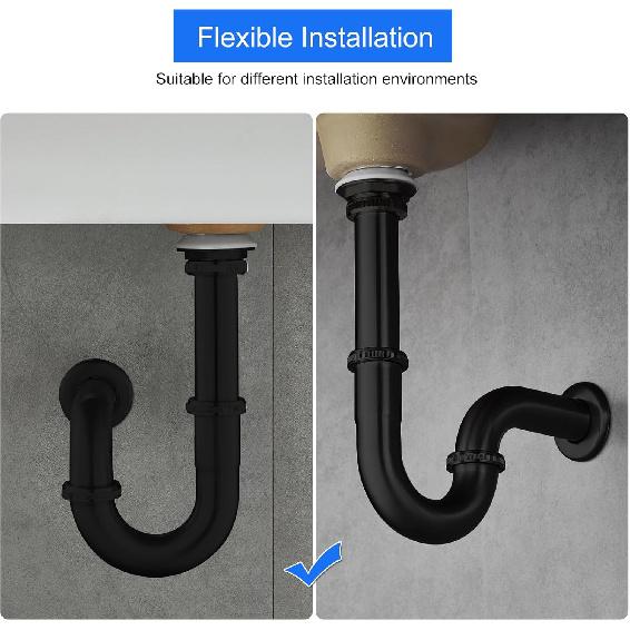 MENATT Stainless Steel P Trap with Bathroom Sink Stopper, 1-1/4 Sink Drain Bottle Trap Set with Overflow - Adjustable Height,Complete Basin Sink