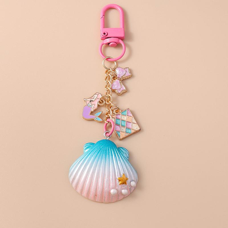 Pretty Mermaid Starfish Shell Keychain Marine Life Key Ring Women Girls Handbag Pendants DIY Jewelry Gifts