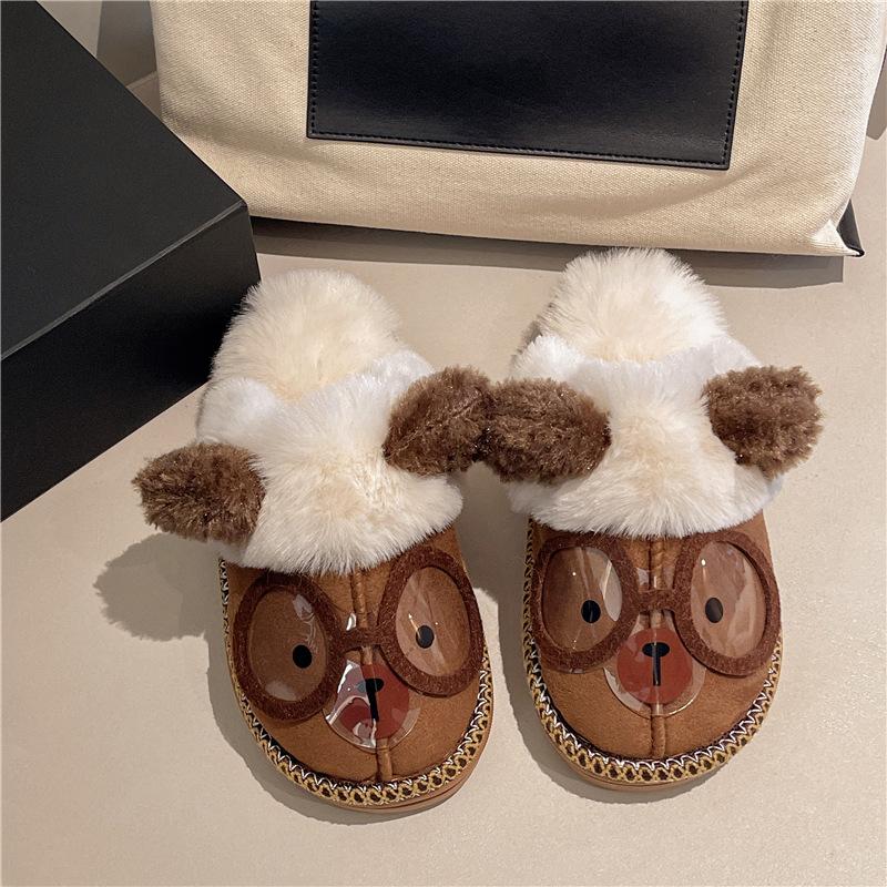 

Cartoon slippers Kitty cat plush winter fashion cute one-pedal versatile slippers Hello Kitty female bag head 41 коричневий