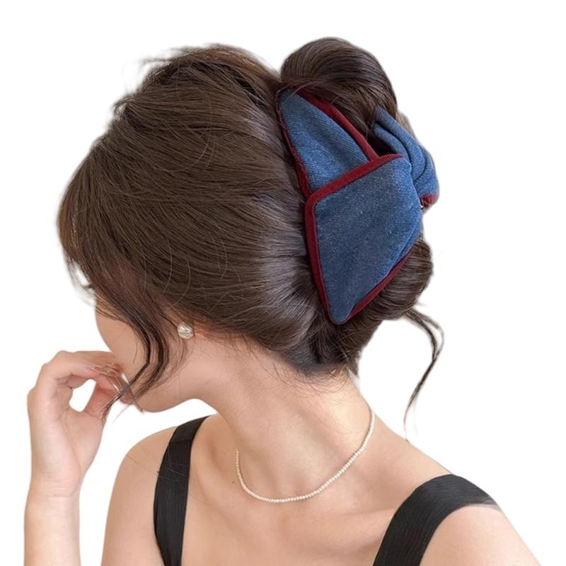 Large Fabric Bowknot Hair Clip For Women Everyday Hair Styling Comfortable Ponytail Holder for Formal Event Casual Wear