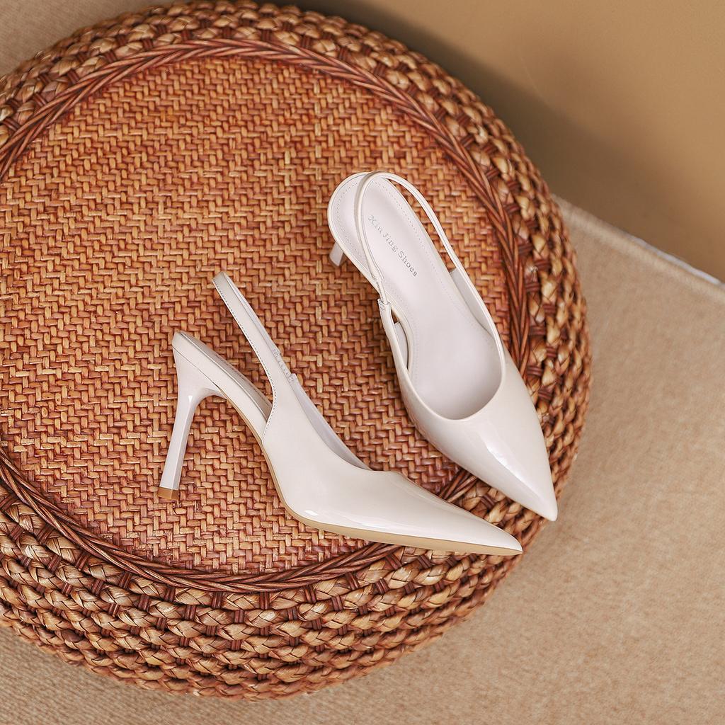 2199-6 Europe and the United States Sexy Black Pointed Strap High Heel Sandals New Bag Head Empty Word with Thin Heel Sandals