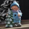 Lighted Ceramic Christmas Figurine Cute Light Up Boy Girl Tree Snowman Statue for Holiday Winter Indoor Mantel Tabletop Fireplace Decor