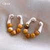 Silver Needle Retro Maillard Wind Stone Beaded Earrings Earrings Personalized Simple Earrings Women