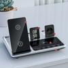 4 in 1 Wireless Charger Stand with Alarm Clock & Night Light Foldable Fast Charging Dock One-Key Lifting Smartwatch Charging Stand for IPhone