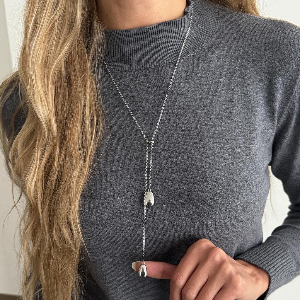 Luxury Ins Bow Plain Chain Necklace, Adjustable Minimalist Thin Snake Bone Chain Sweater Necklace