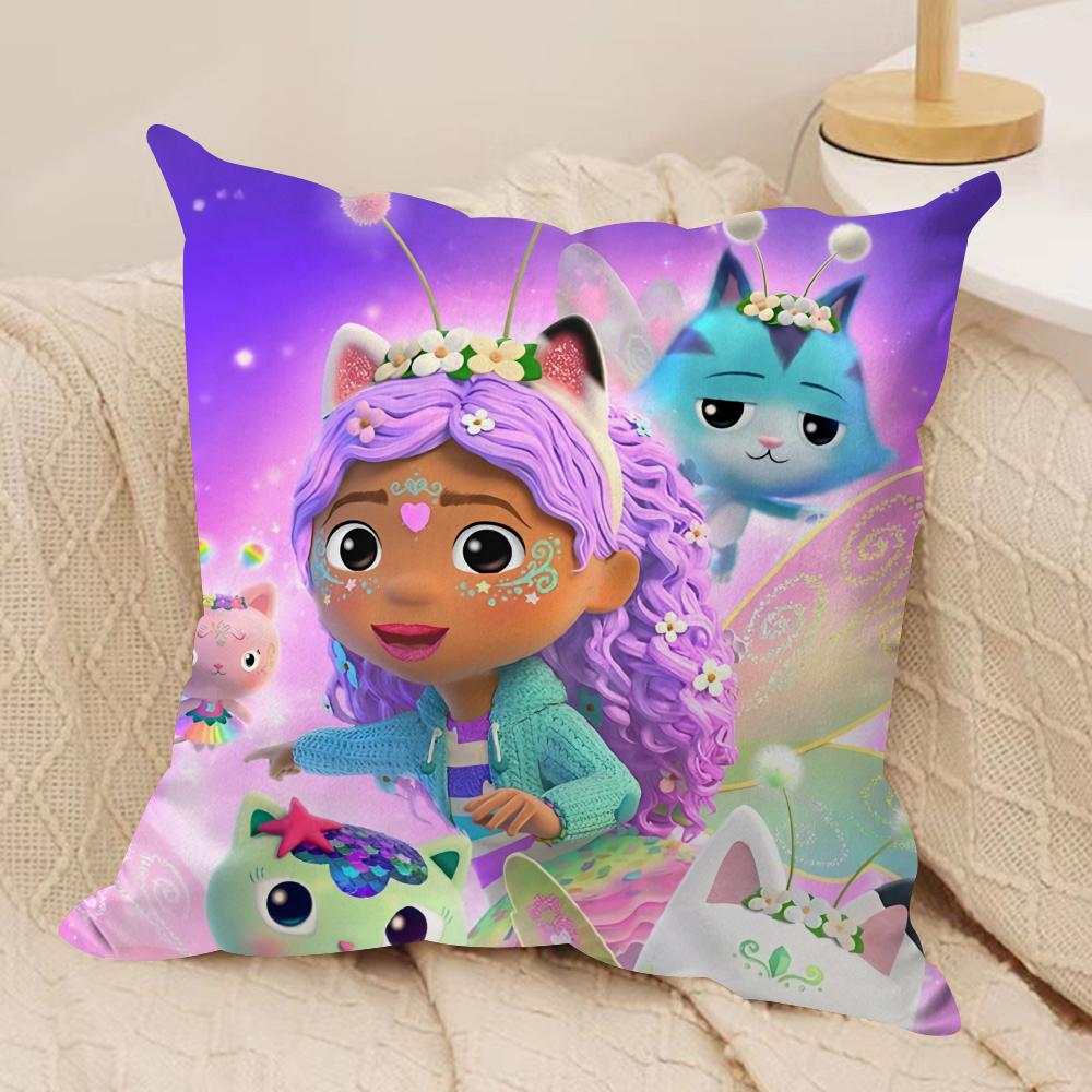 

Kids GGabbys Dollhouse Cat Cushion Cover Silky Short Plush Invisible Zipper Dustproof Sofa Pillow Case for Home Decor 30x30 cm
