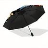 1pc Flaming Tiger Amidst Waves Automatic, Cute Cartoon Pattern, Portable Outdoor Umbrella, Perfect, Holiday Gift for fans.C097