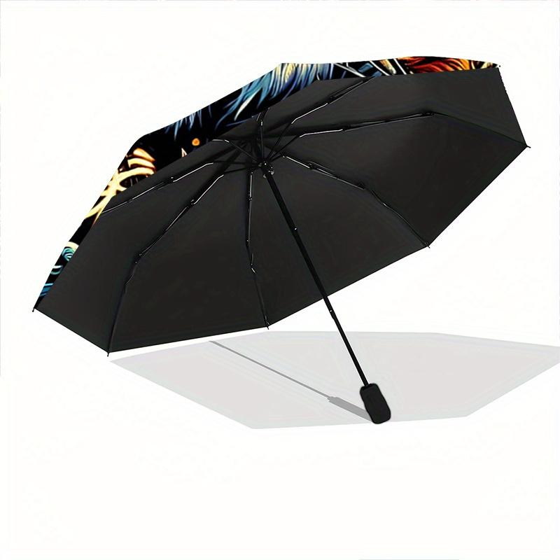 1pc Flaming Tiger Amidst Waves Automatic, Cute Cartoon Pattern, Portable Outdoor Umbrella, Perfect, Holiday Gift for fans.C097