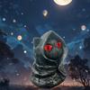 Gothic Black Cat Figurine With Hood Cloak Mysterious Resin Statue Halloween Decor Spooky Desktop Ornament