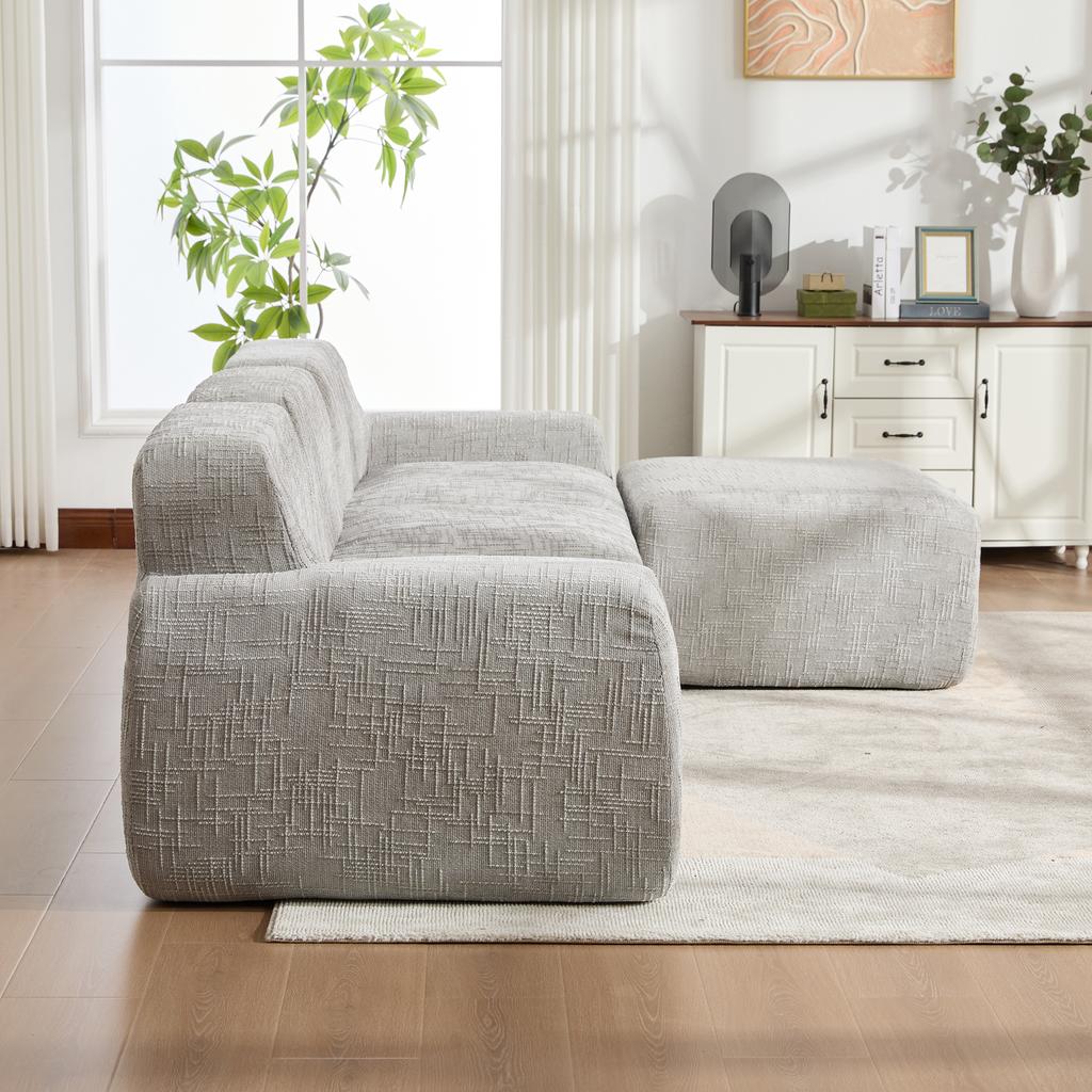 Modular Compression Sofa, Chenille Fabric, Filled with 30D High-Resilience Foam. Easy To Move, Non-Slip Base, Ideal for Living Room - Gray