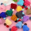 50Pcs Mini Knit Christmas Hats Colorful DIY Crocheted Small Hat with Pom-Pom Crafts Tree Ornaments Doll Accessories And Holiday Decor