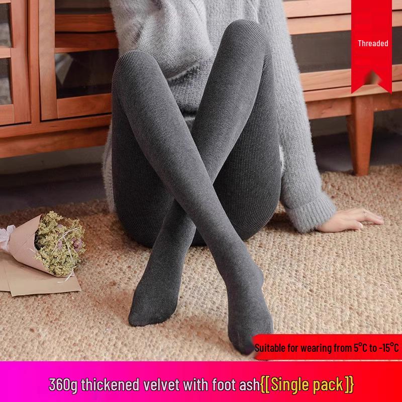 Women's Plus Size Fleece-Lined Ribbed Cotton Footed Tights - Vertical Stripe, Warm Spring/Summer Leggings