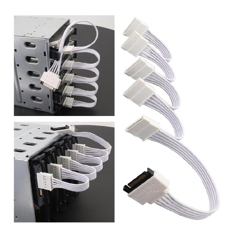 15Pin SATAs Male to 5 Female Power Splitter Cable for Optimizing HDD SSDs and Opticals Drive Use
