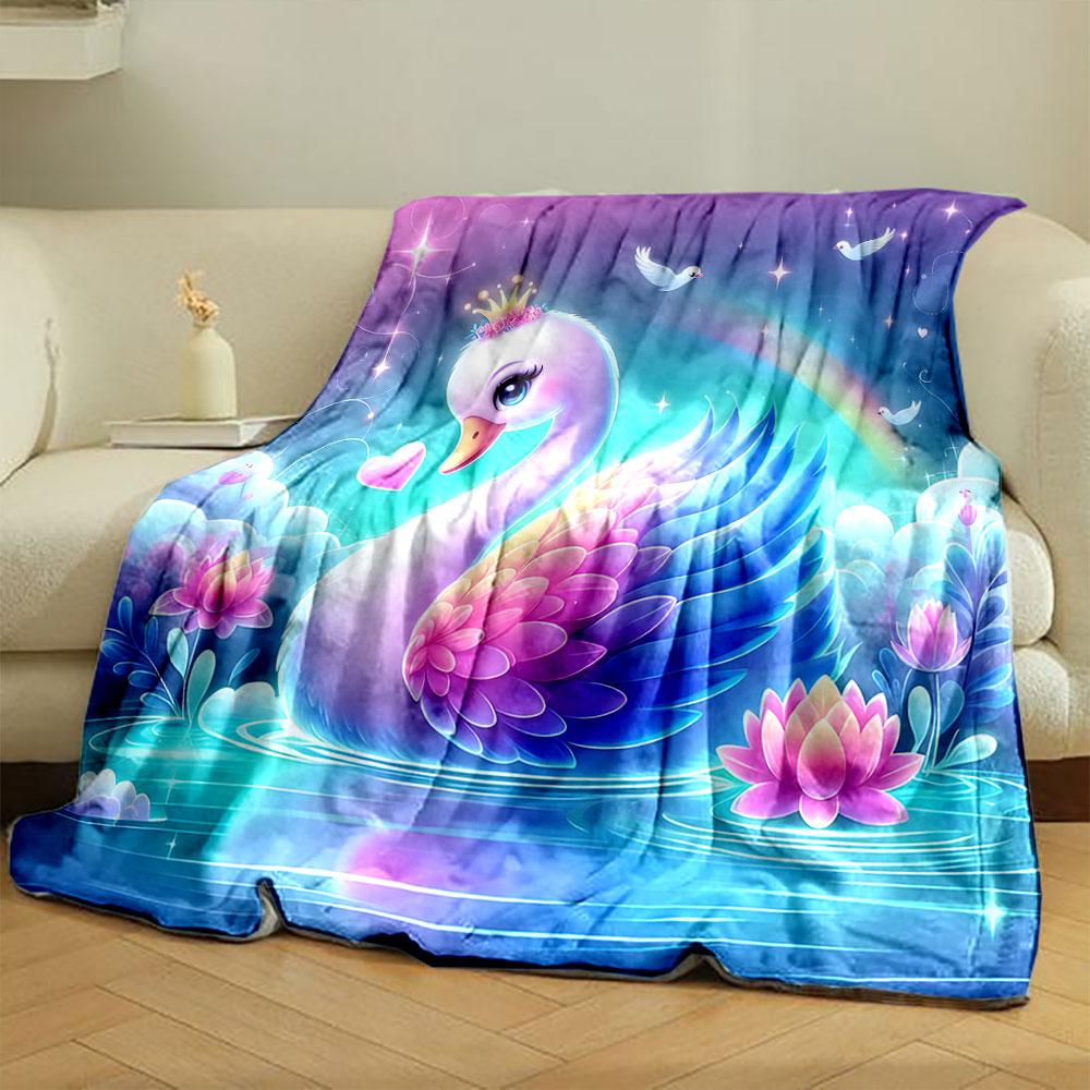 Enchanted Crowned Swan Fantasy print blanket soft and cozy perfect for the living room bed sofa or a nap,gift