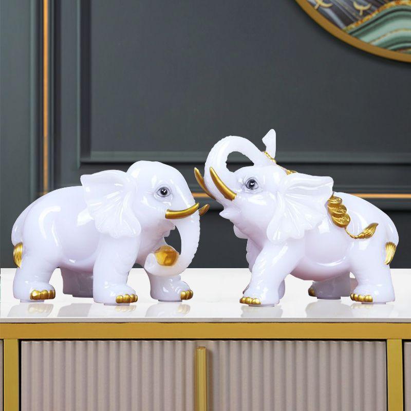 Resin Elephant Decorations Creative Chinese Style Home Room Decor Animal Statue Gifts Handmade Desktop Ornament