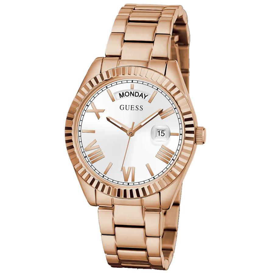 Guess Ladies' Watch - Rose Gold Steel Strap White Dial Day-Date GW0308L3