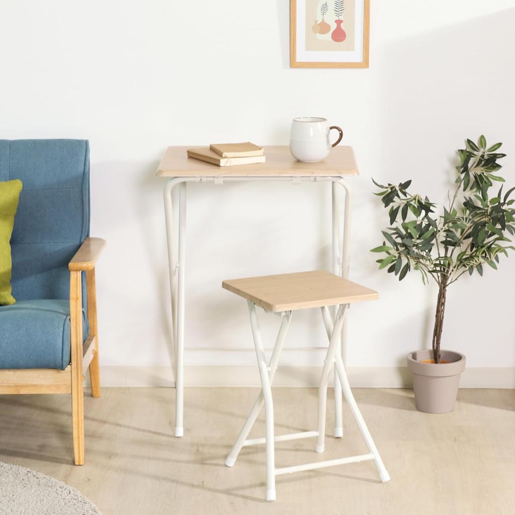 Fuji Boeki Folding Table and Chair Set for Desk W X 48cm D X with Chair W X 31cm D X 46cm 85408 Single-Person Telework, (50.3cm 69.6cm H) (32.5cm H),