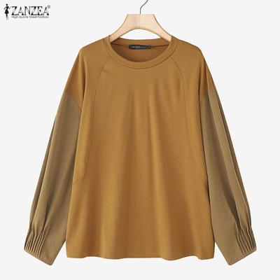 Women Casual Round Neck Loose Long Sleeve Tee Tops