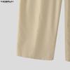 INCERUN Men's Zip-up Waist Casual Pleated Trousers Loose Wide Leg Pants with Belt Slacks
