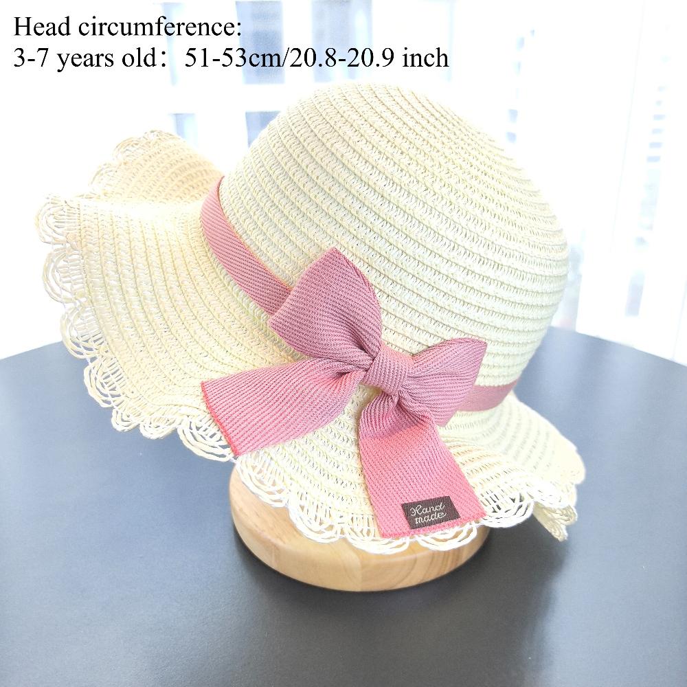 Girls 2pcs Straw Hat Solid Color Outdoor Travel Sun Hat Floral Fisherman Style Children's Fashion Accessory for Girls