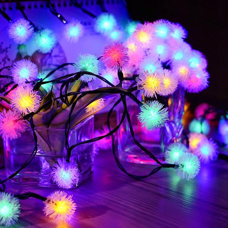 

Romantic 10 LEDs Snow Pompon Fairy Dandelion String Lights For Festival Christmas Party Wedding Garden Decoration DIY Lighting разноцветный
