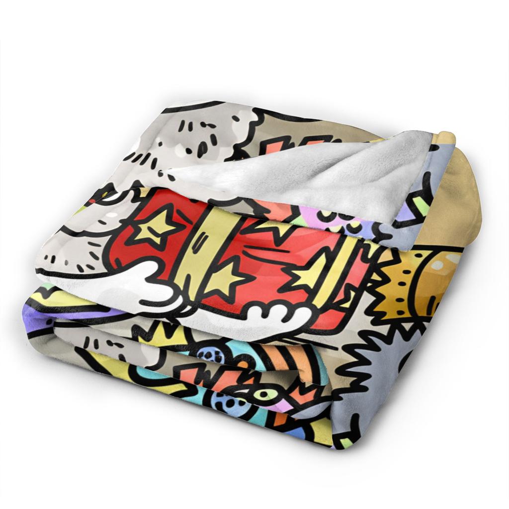 Cartoon Simons Cat Blanket Cute Warm Soft Novelty Plush Throw Blanket For Couch Chair Sofa Bed Airplane Travel Bedspread Bed