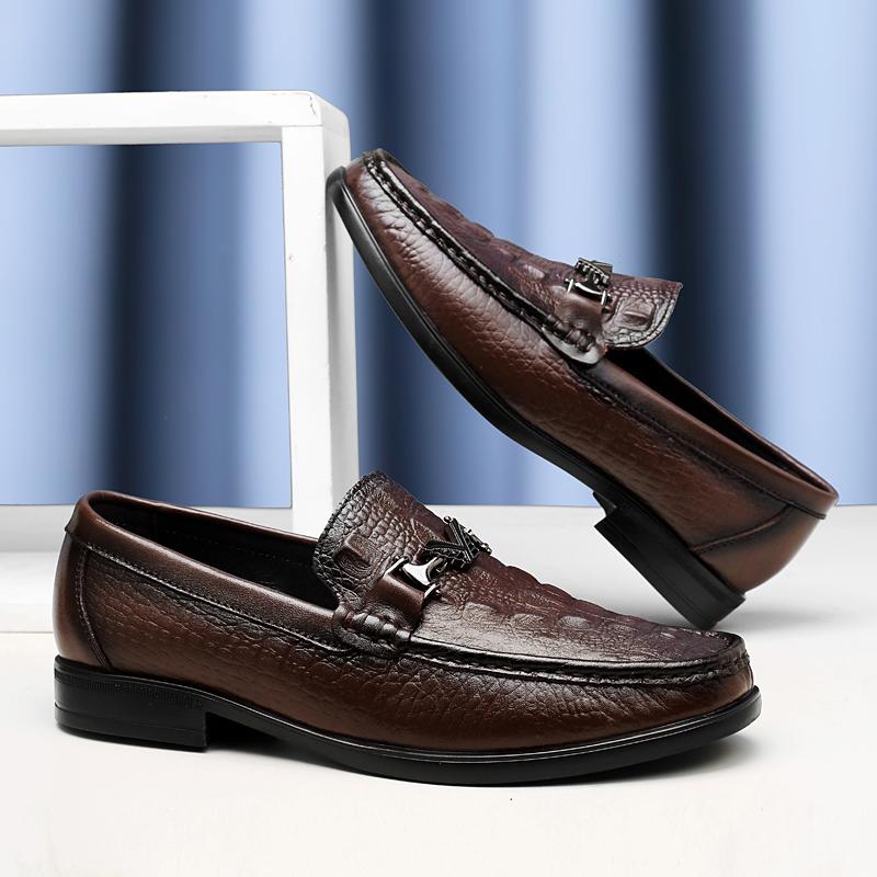 Fashion Summer Adult Loafers for Men Casual Footwear Mens Fashion Genuine Leather Shoes Wedding Business Dress Breathable Driving Shoes